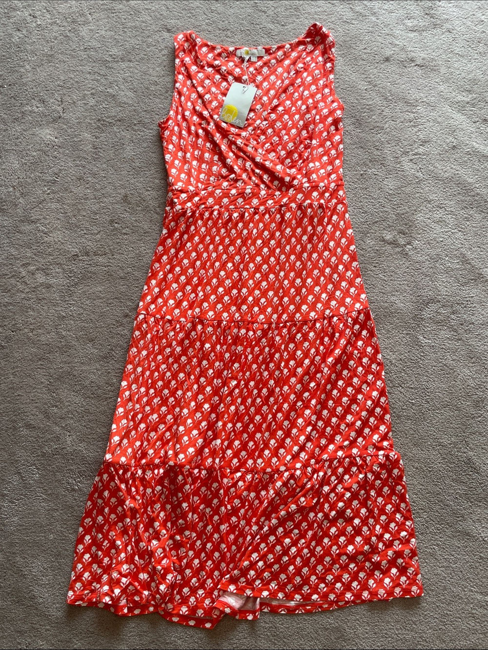NWT Boden Coral Floral Printed Sleeveless midi sundress Dress 4